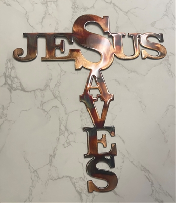 Jesus Saves Cross Metal Wall Art