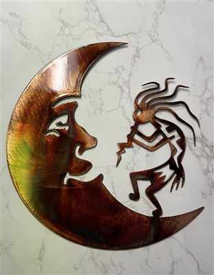 Crazy Hair Kokopelli Playing for the Moon