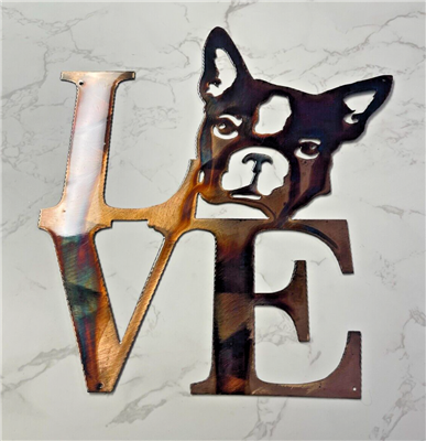 Love Boston Terrier Metal Wall Art