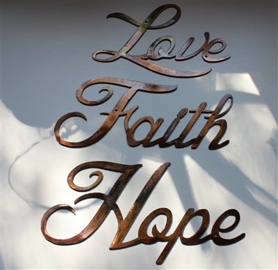 love faith hope metal wall art accents