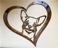 Heart with Chihuahua Metal Wall Art DÃ©cor - Handcrafted in USA