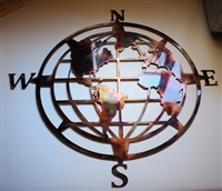 Nautical Compass Rose with Globe Center