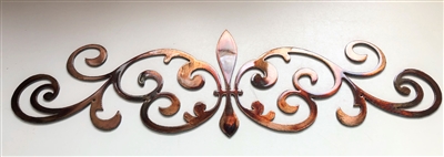 Ornamental Fleur de Lis Scroll Metal Accent 22"