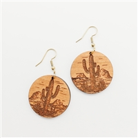 Arizona Saguaro Cactus Discs dangle Earrings