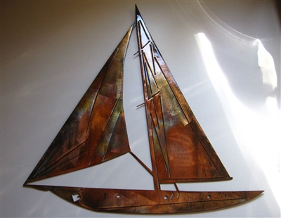 Nautical SAILBOAT WALL ART DECOR copper/bronze plated