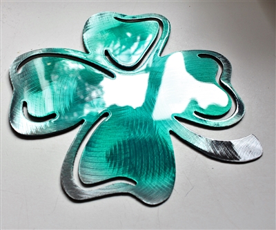 Shamrock Metal Wall Art Teal Tainted