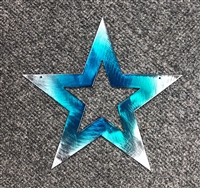 Star 10" Teal Tainted Metal Wall Art Decor