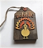 Gobble Turkey Wooden Tag Tiered Tray Shelf Accent