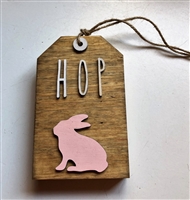 HOP Bunny Wooden Tag