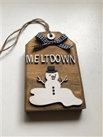 Meltdown Snowman Wooden Tiered Tray Tag DÃ©cor
