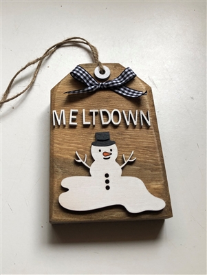 Meltdown Snowman Wooden Tiered Tray Tag DÃ©cor