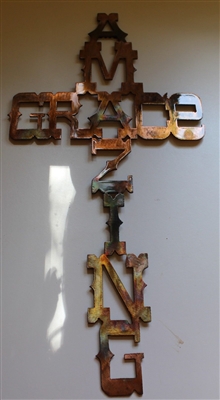 Amazing Grace Cross Metal Wall Art Copper/Bronze Plated