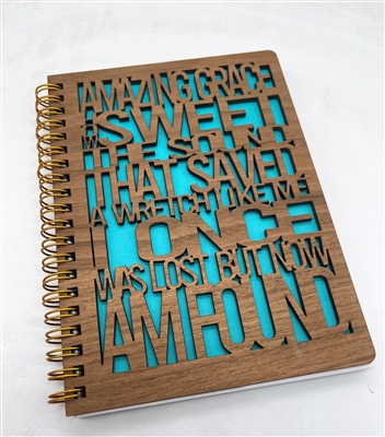 Amazing Grace Engraved Wooden Notebook