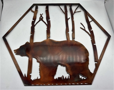 Bear Hexagon Metal Wall Art DÃ©cor