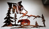Bears in the Mountains Metal Wall Art  20" x 15 1/2"