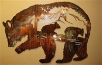 Bears in the Mountain Metal Wall Art