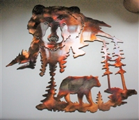 Bear Mountain Tree Scene Metal Wall Art Decor