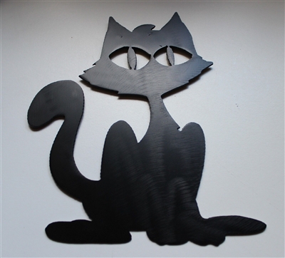 Halloween Black Cat Metal Wall Art