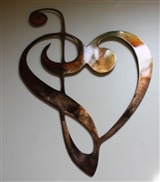 Music Heart Note Cake Topper 6" Metal Art