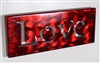 Metal Wall Art Canvas LOVE -- Metallic Red