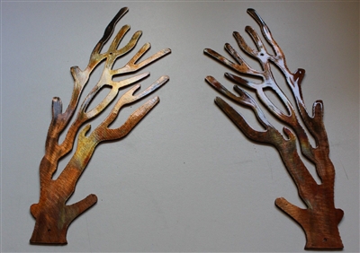 Coral Branch Mirrored Pair Metal Decor