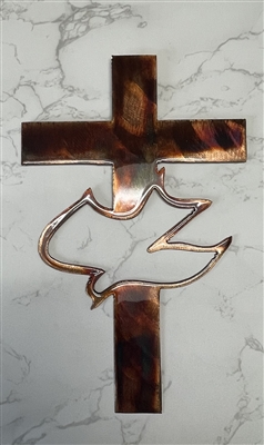 Cross and Dove Metal Wall Art