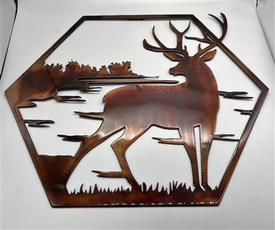 Deer Hexagon Metal Wall Art DÃ©cor