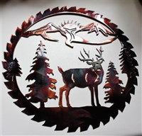 Deer Mountain Saw Blade Metal Art