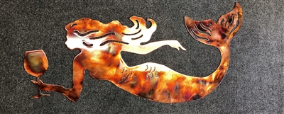 Drink like a Fish Mermaid Metal Wall Art copper/bronze 42" wide