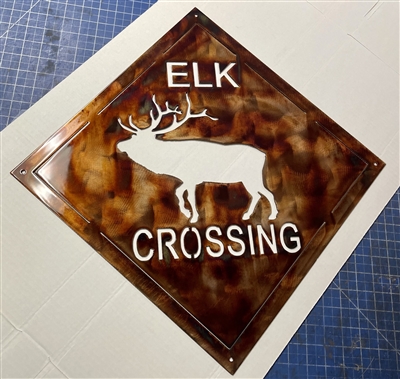Elk Head Welcome Metal Wall Art