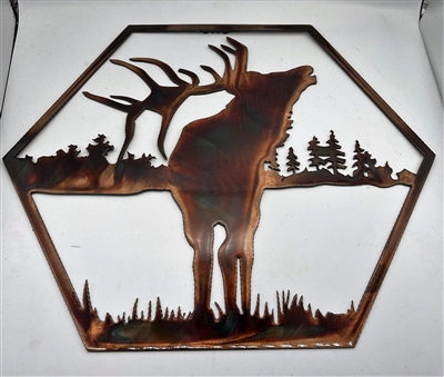 Elk Hexagon Metal Wall Art DÃ©cor