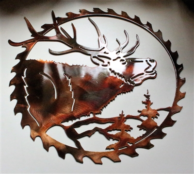 Elk Head Saw Blade Metal Wall Art