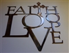 Faith, Love and Hope w/ Cross Metal Wall Art Decor