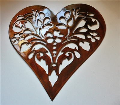 Ornamental Floral Heart Metal Art