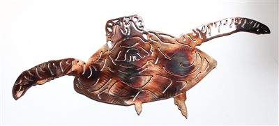 Forward Swimming Sea Turtle Metal Wall Art