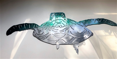 Forward Swimming Sea Turtle Metal Wall Art