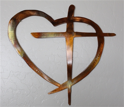 Heart & Cross Metal Wall Art Decor