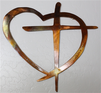 Heart & Cross Metal Wall Art Decor MINI