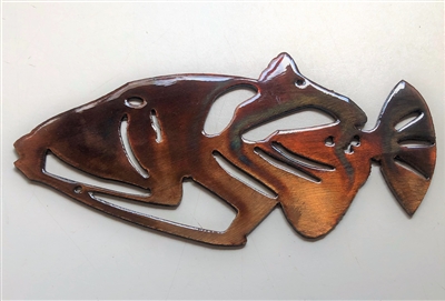 Humu Triggerfish Metal Wall Art Decor copper/bronze plated