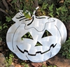 Jack O Lantern Pumpkin Metal Wall Art Decor Silver