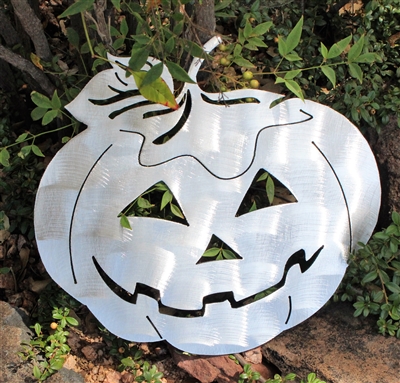 Jack O Lantern Pumpkin Metal Wall Art Decor Silver