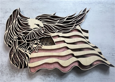 Layered Eagle Wood Home Accent 11" x 7"