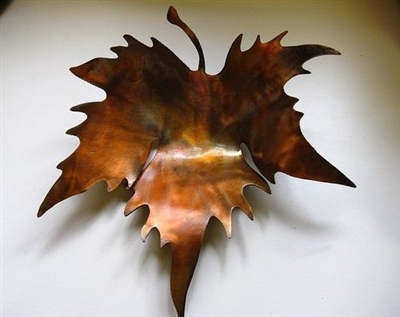 Sculpted Metal Leaf bowl/candle holder copper/bronze plated