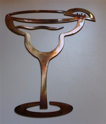 Margarita Glass Copper/Bronze Metal Art - 10" tall