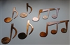 Music Notes set of 6 Metal Wall Art Copper/Bronze Plated