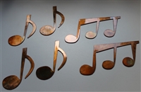 Music Notes set of 6 Metal Wall Art Copper/Bronze Plated