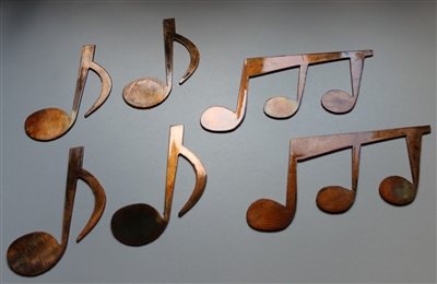 Music Notes set of 6 Metal Wall Art Copper/Bronze Plated