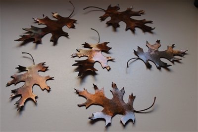 Natural Looking Metal Oak Leaves (6) Counter/Tabletop Decor