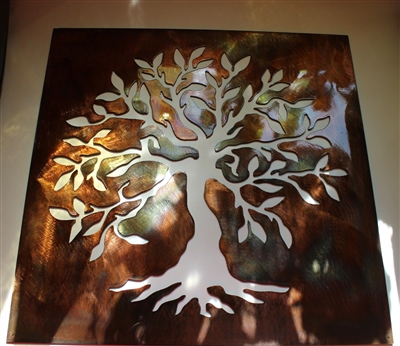 Olive Tree Panel 17" --Tree of Life Metal Wall Art Decor