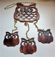 Owl and Owl Chicks Metal Wall Art Wind Chime/Mobile